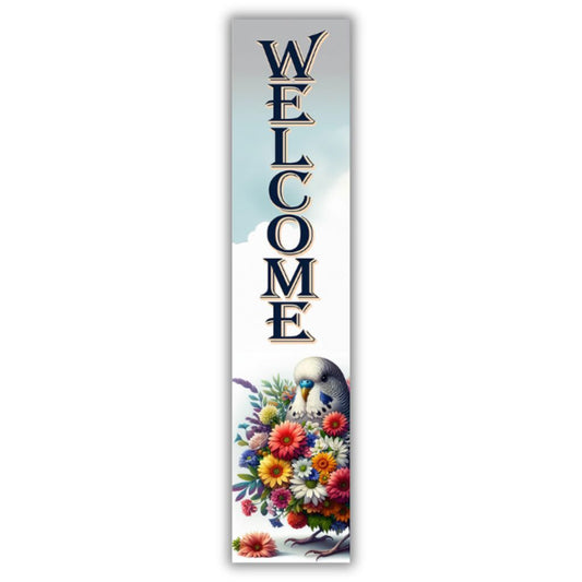 Welcome Bird With Flowers Light Porch Board