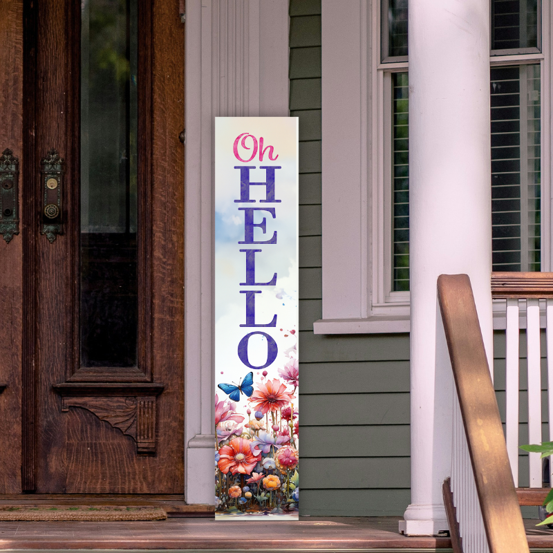 Oh Hello - Red and Blue Porch Board