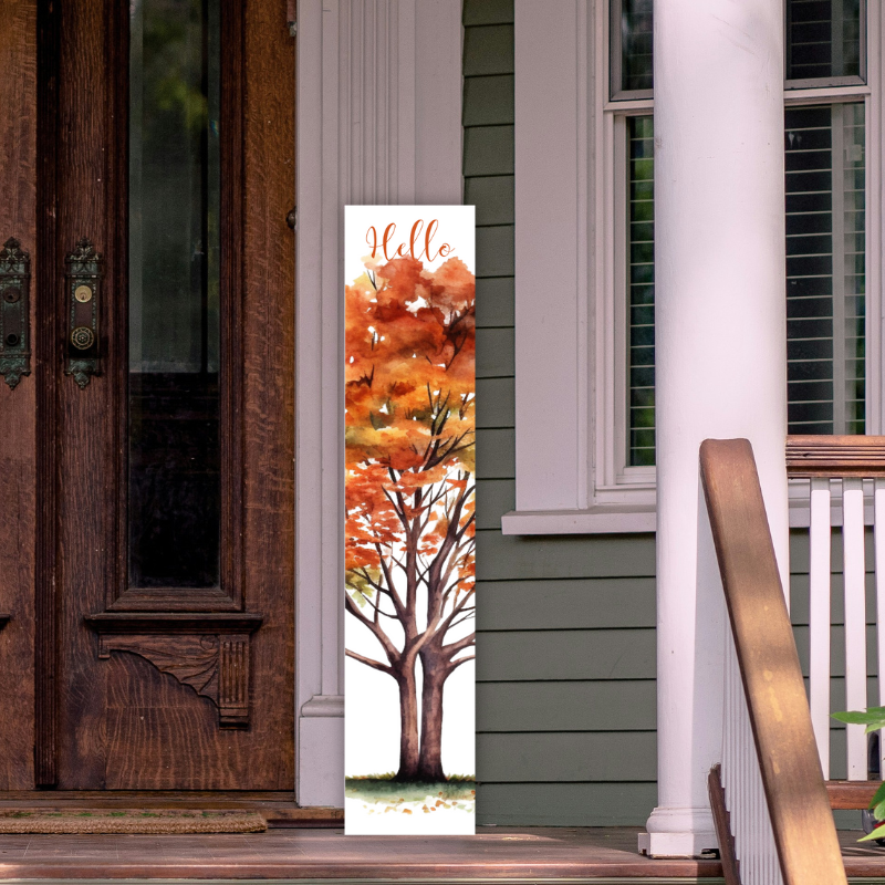 Hello Fall Tree Porch Board